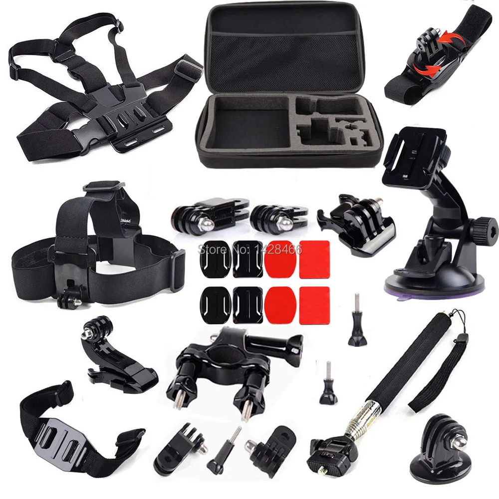 

Outdoor Chest Head Strap Mount Kit Sports Essential Accessory Kit for GoPro Hero4 Hero 4 Go Pro 3+ 3 2 Black Silver