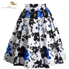 Midi Skirt Sishion 2017 Womens 50s Style Vintage Summer Maxi Skirt faldas Floral Print Tutu Faldas Elegant Skater Skirts VD0020
