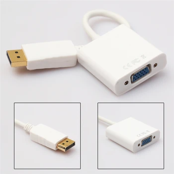 

White New Display Port DP Male to HDMI DVI VGA RGB Female Adaptor Adapter Converter Connector HD 1080p For PC Laptop
