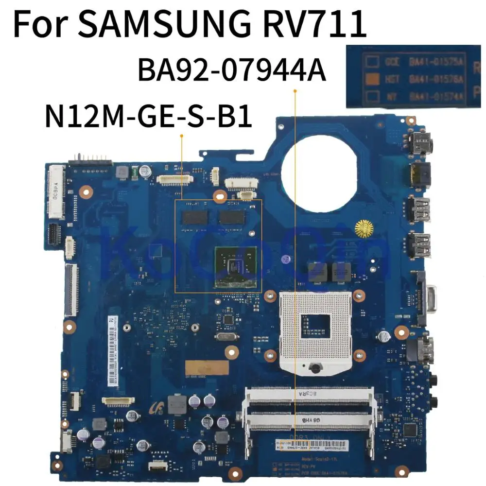 Kocoqin-placa-mãe para Laptop Samsung Modelo Rv411 Rv511 Rv711 Ba4101576a Ba92-07944a N12m-ge-s-b1 Hm55