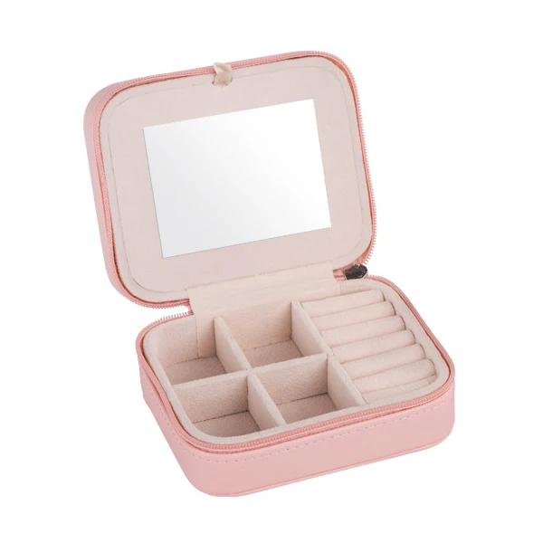 Портативная коробка для упаковки ювелирных изделий, ожерелье, польские серьги для ногтей, органайзер для косметики, чехол для косметики, аксессуары - Цвет: Pink B