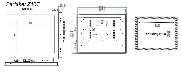 1" Intel Core i7 4600U Сделано в Китае 5 проводная резистивная сенсорная панель ПК для системы MES 4G ram 64G SSD