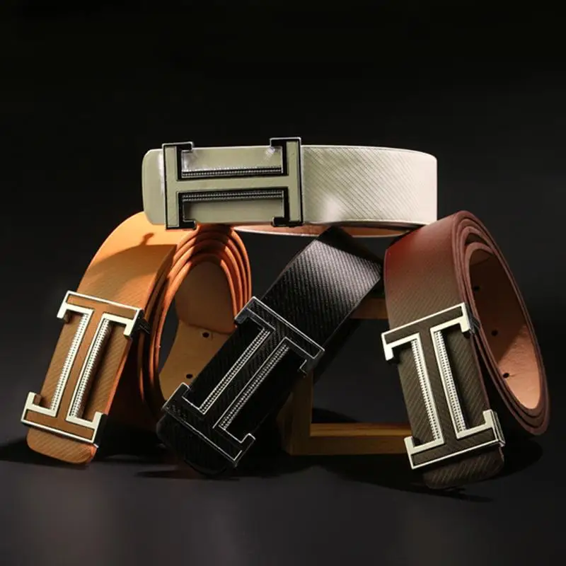 2016 brand casual Mens Designer belt of luxury high quality PU leather belts men belt buckle ...