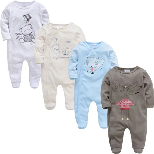 Коллекция года, 3 4 шт./партия, летняя одежда для маленьких мальчиков, roupa de bebes, комбинезон для новорожденных, Хлопковая пижама с длинными рукавами для детей возрастом 3, 6, 9, 12 месяцев, комбинезоны, одежда для малышей - Цвет: 46478186