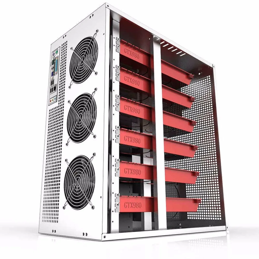 6/8 GPU вертикальный тип графического серверного шасси MicroATX/ITX/ATX 4U Шахтерская машина шасси с двойным блоком питания