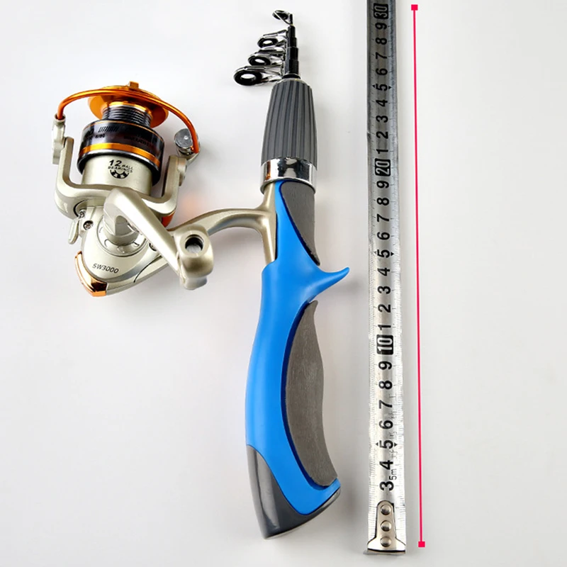 

PureLeisure Mini Spinning Fishing Rod 1.2m 1.4m Red Blue Portable Travel Carbon Fishing Rod Combo Fishing Pole