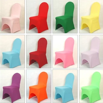 

Wholesale 100pcs/Lot Wedding Chair Cover Spandex Solid Color Chair Covers For Wedding Banquet Party Chair Covers For Wedding