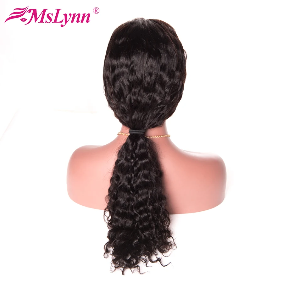 Mslynn волосы волна воды парик 2X6 фронтальные человеческие волосы парики для женщин бразильские Remy человеческие волосы парики с детскими волосами предварительно сорванные