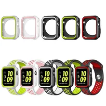 Силиконовый чехол для Apple Watch Series 3 2 1 чехол 42 38 мм спортивный ремешок полный резиновый защитный чехол для iWatch