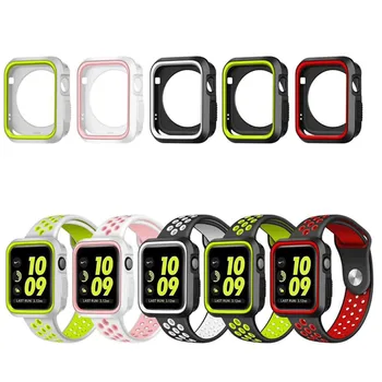 

Silicone Cover For Apple Watch Series 3 2 1 Case 42 38mm Sport Band Strap Full Rubber Protector Case For iWatch