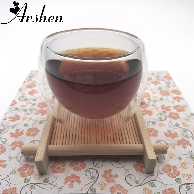 Arshen Durable Modern Heat-Resisting 80ml Clear Double Wall Double Glassware Coffee Tea Cups Glassware Milk Beer Wine Cups