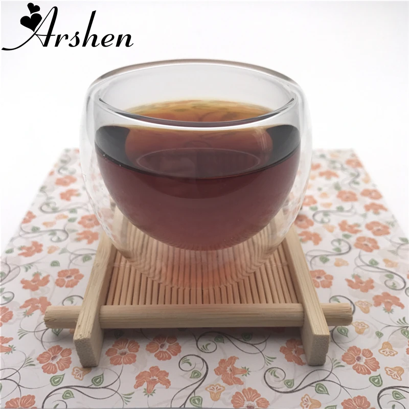 

Arshen Durable Modern Heat-Resisting 80ml Clear Double Wall Double Glassware Coffee Tea Cups Glassware Milk Beer Wine Cups