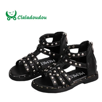 

Claladoudou 13.5-15.5CM Genuine Leather White Gladiator Fashion Baby Sandals Kids Girls Black Infant Boots Sandals Toddler Shoe