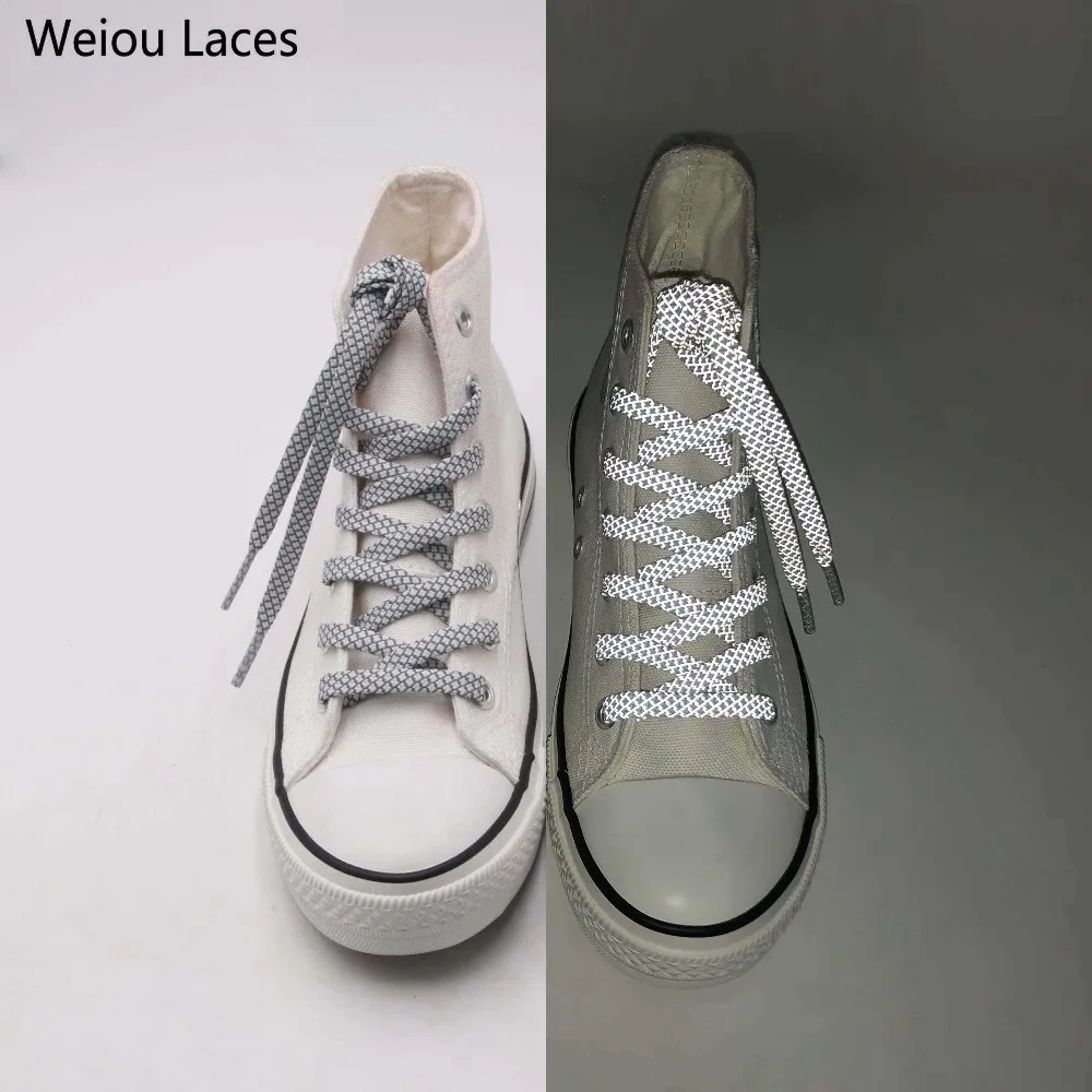 Weiou 7mm Flat 3M Shoelaces Visible Athletic Safety Reflective Shoe Laces For Running Shoes Sneakers Bootlaces Bootlaces Custom