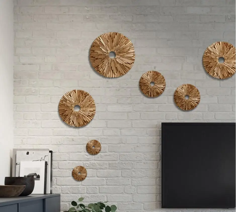 Европейские Креативные 3D солнечные круглые наклейки на стену из смолы, декоративные наклейки на стену для гостиной и телевизора