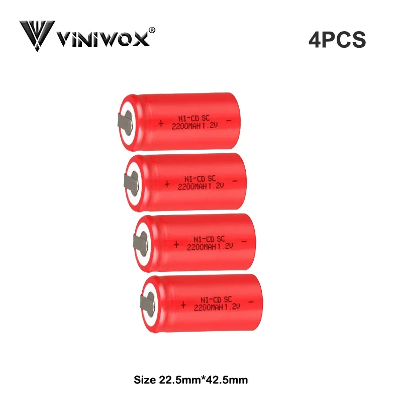 Электрические батареи 1,2 V SC 2200mAh Ni-CD аккумуляторные батареи Электроинструмент батареи Subc батареи хорошего качества DIY к батарейным пакетам