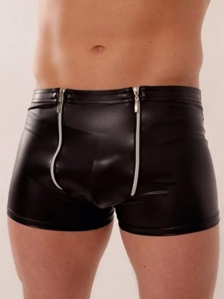 Fashion Black Vinyl Leather Men Boxers Pants Lingeire M, L, XL W850545 (1)