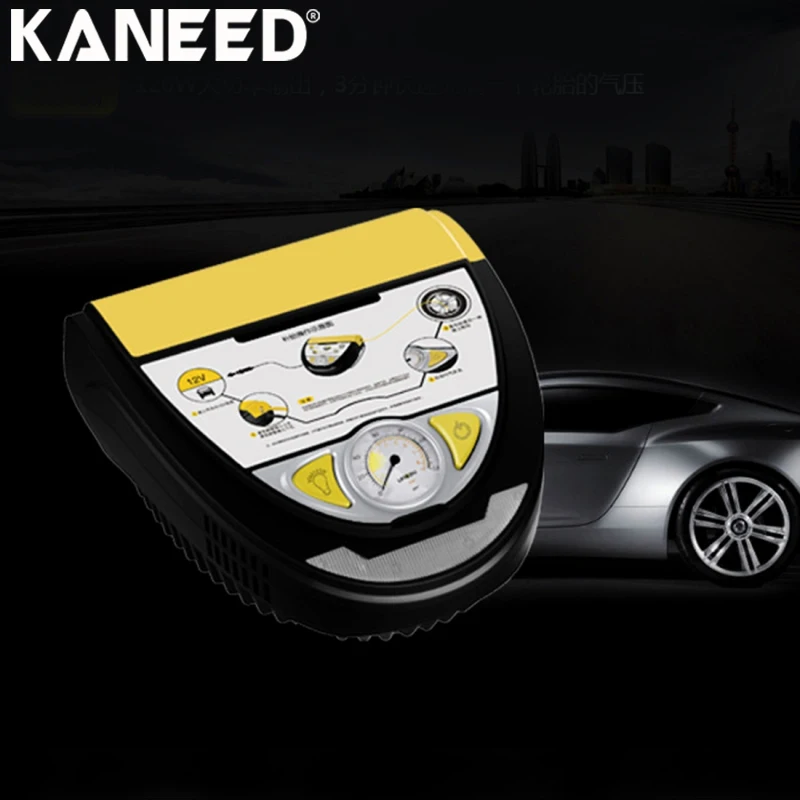 

KANEED Electric Air Pump Air Compressor 120W 10A Portable Tire Inflation Manometry Tire repair Night Lighting 3m Power Cord