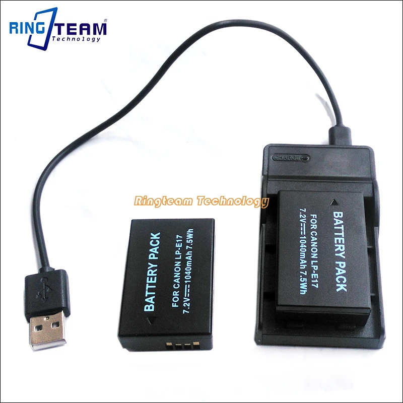

2x LPE17 LP-E17 Battery & 1x USB Charger for Canon Digital Camera EOS Rebel T6i 750D T6s 760D M3 M5 T6s 8000D Kiss X8i 77D 200D