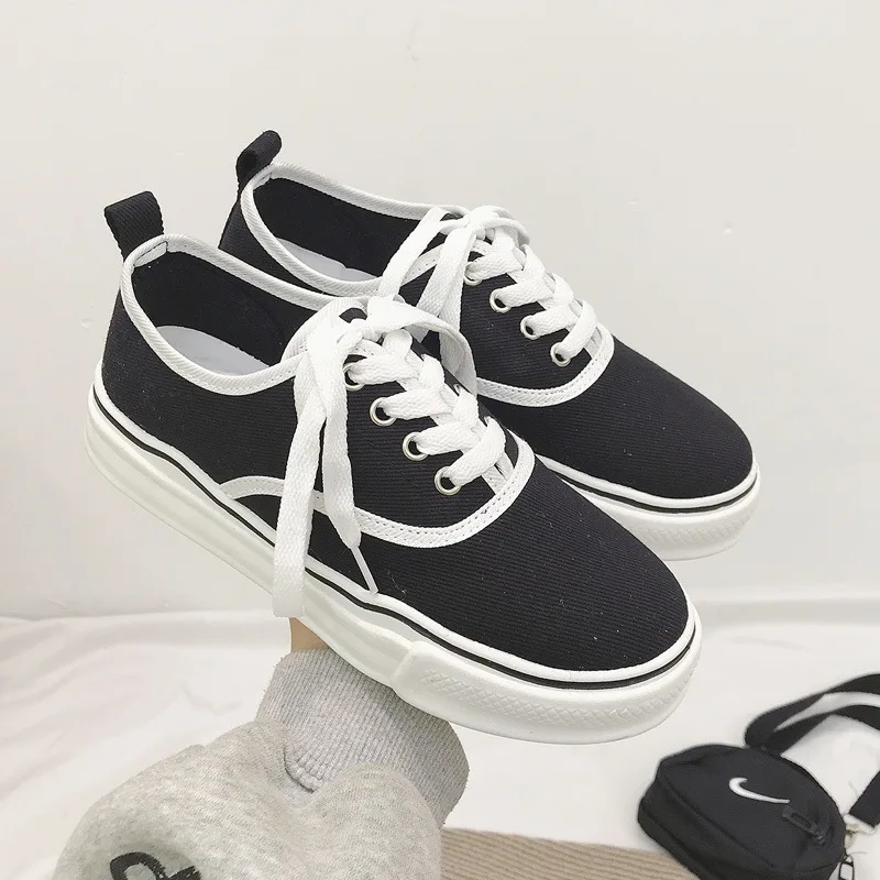

C8003 Hong Kong style canvas shoes female students Korean version of ulzzang wild 2019 new small white shoes Harajuku