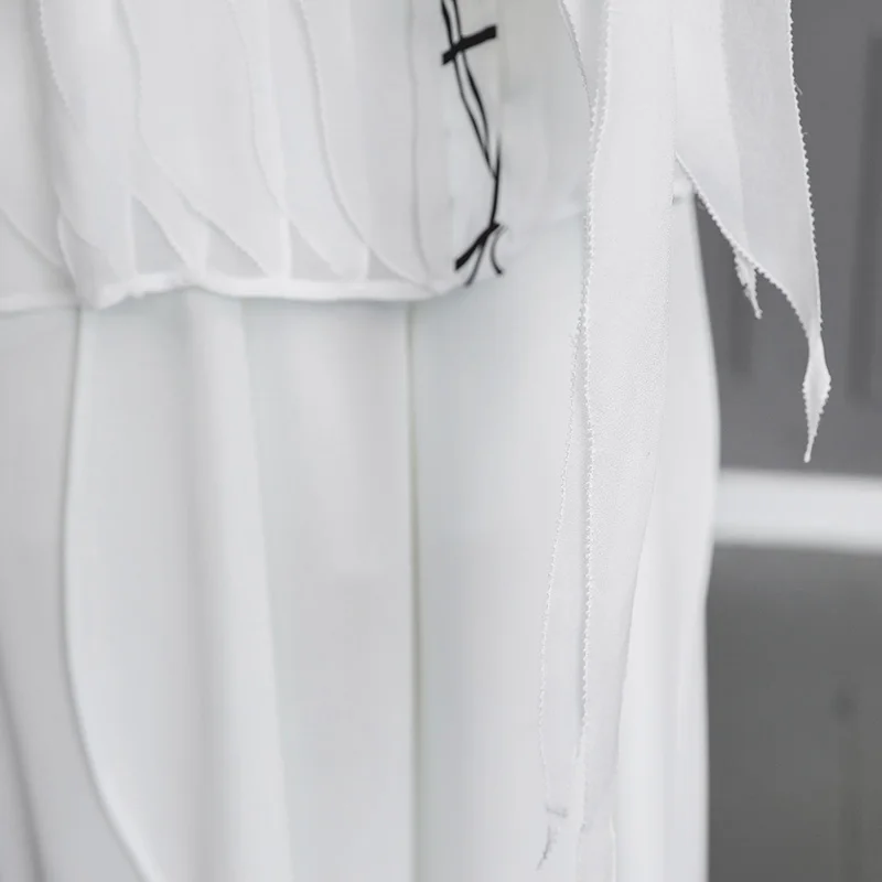 VOA White Silk Blouse Office Shirt Basic Women Tops Large Size Long Sleeve Autumn Casual Elegant Harajuku Befree blusas B550 Blouses