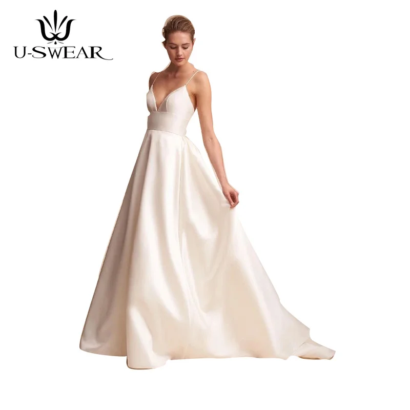 

U-SWEAR New Sexy Deep V-Neck Spaghetti Straps Backless Long Evening Dresses Party Prom Formal Gowns Vestidos Robe De Soiree