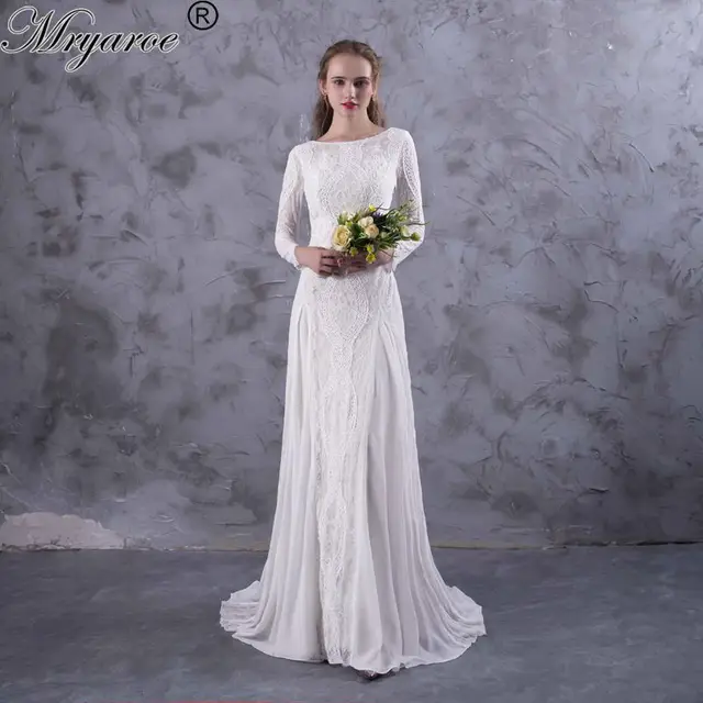 Mryarce Exquisite Lace Long Sleeve Backless Wedding Dresses 2017 Mryarce Exquisite Lace Long Sleeve Backless Wedding Dresses 2017 Boho Chic Dress Bridal Gowns Robe