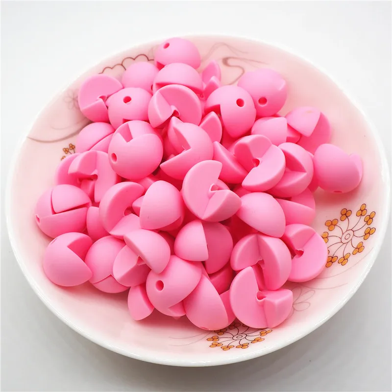 Chengkai 100 шт. BPA свободные Силиконовые Бусины DIY новорожденных кольцо для соски Прорезыватель игрушка подарок аксессуары бусины - Цвет: pink