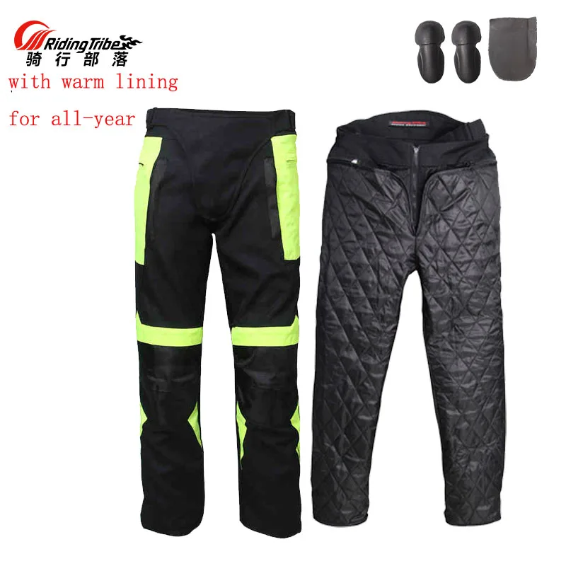 Riding Tribe Mesh Fabric HP-07 Men Motorcycle Pants Detachable Warm Lining Moto Motocross Reflective Trousers Knee Hip 3PCs CE