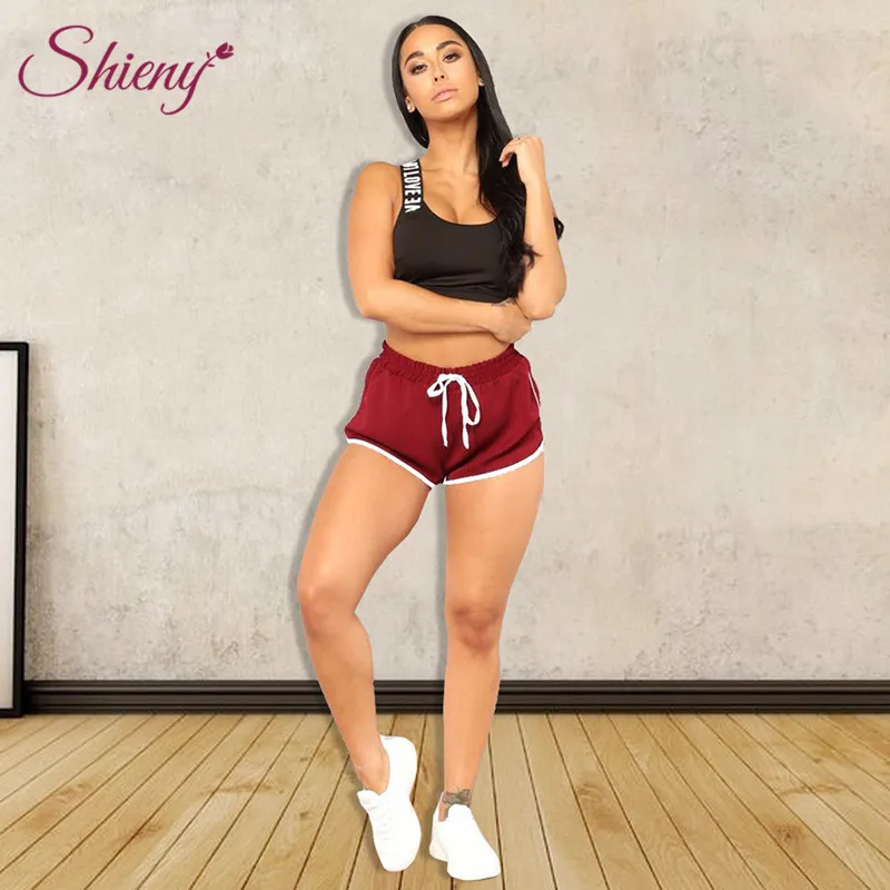 Shieny Plus Size Lace Up Women Sport Fitness Yoga Shorts Women Athletic