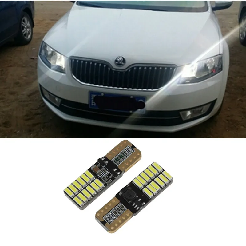 

2 X T10 LED W5W Car LED Auto Lamp 12V Light bulbs with Projector Lens for skoda octavia rapid fabia yeti octavia a 5 a7 2 superb