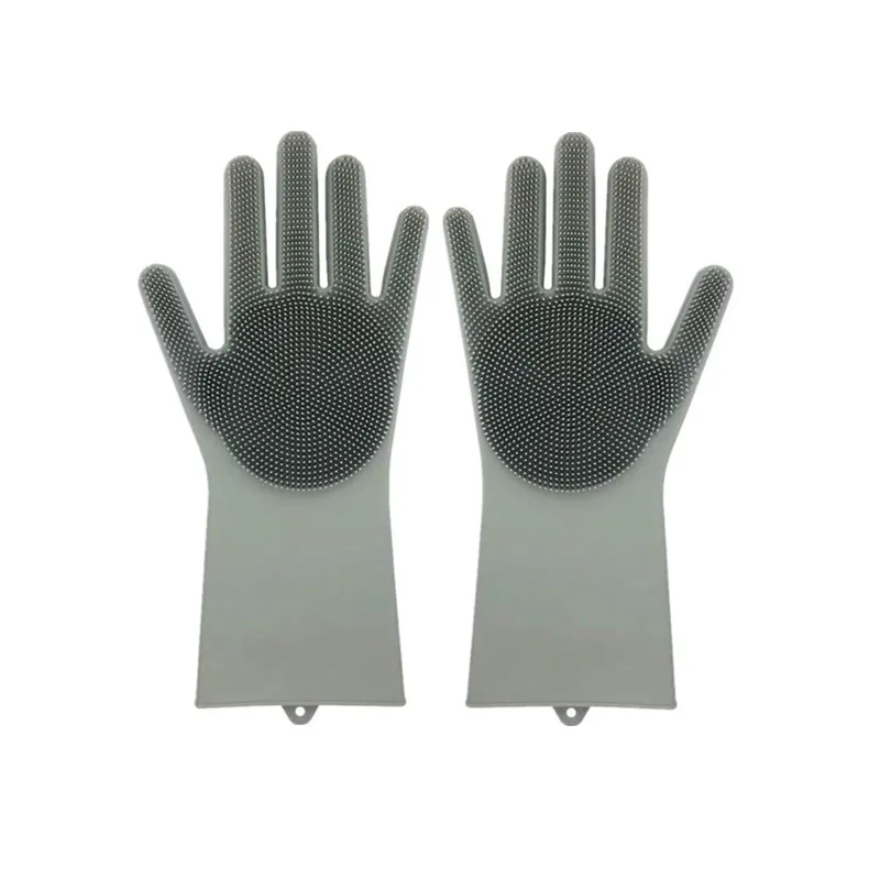 

1pair Silicone Dish Washing Gloves gray Magic Kitchen Accessories Glove Household Tools Car Pet Brush gloves cleaning