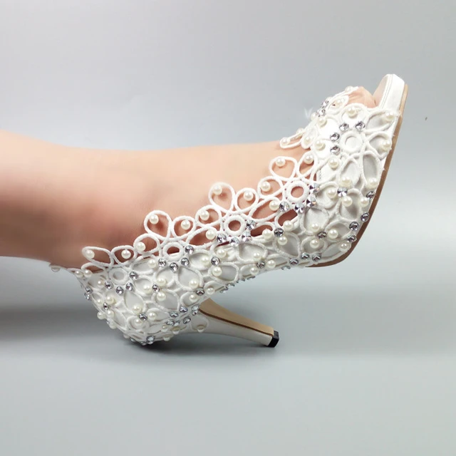 Sapatos de salto alto feminino com cadar o branco cal ado de salto alto para noivas e damas de honra sapato salto alto para mulheres 2019