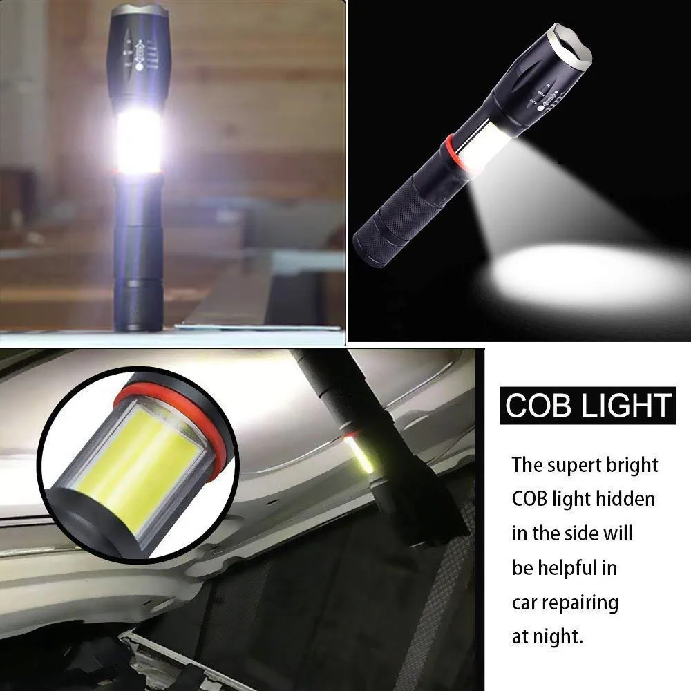 Светодиодный COB тактический флэш-светильник Cree T6 высокий люмен супер яркий рабочий светильник 6 режимов водонепроницаемый зум-фонарь светильник наружный магнит лампа