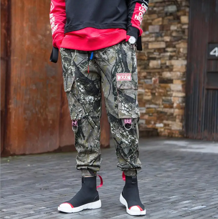 camouflage Новая Осенняя мужская штаны-шаровары личность случайные свободные камуфляж Удобные большой карман комбинезоны Штаны в стиле хип-хоп костюмы - Цвет: camouflage