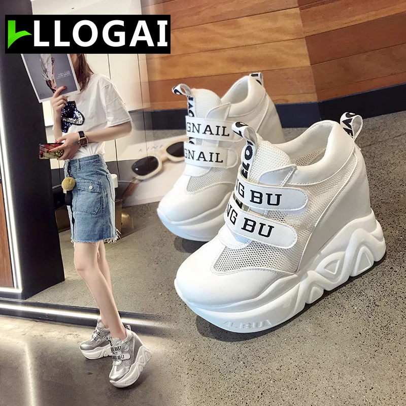 

Super High Heels Platform Shoes Casual Women Shoes High Top Sneakers Women Vulcanized Shoes Outdoor Wedge Spring Shoes Woman New