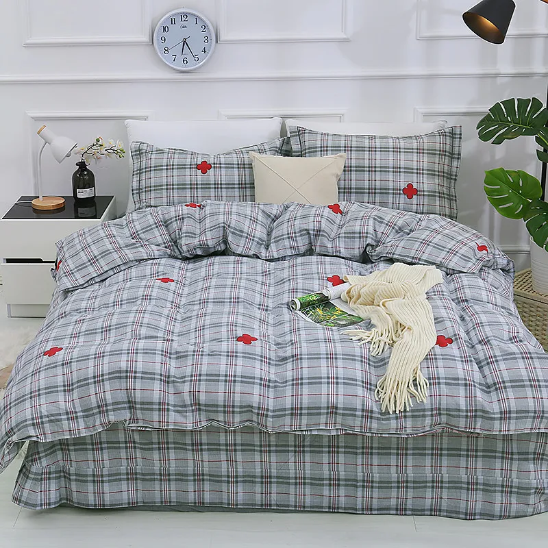 Pure Cotton Simple Style Bed Set Duvet Cover Bed Sheet Pillowcases