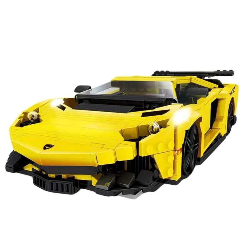 XingBao 03008 834 шт. желтая молния гоночный автомобиль Lamborghini строительные блоки