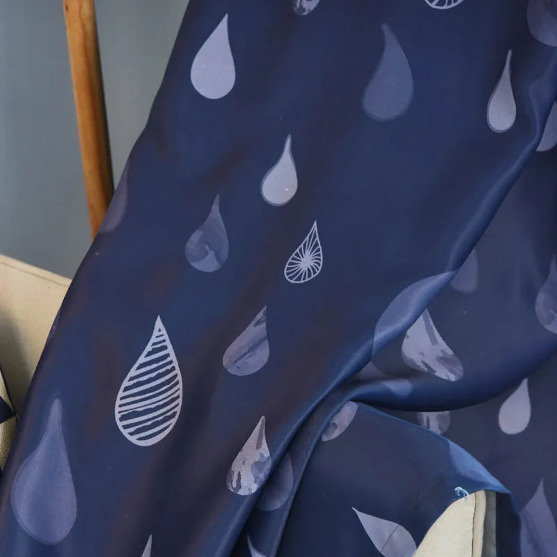Абстрактный белый красочный принт капли дождя шторы для гостиной современные темно-синие светонепроницаемые шторы для спальни тюль панель wp118-30 - Цвет: Blue Curtain Cloth
