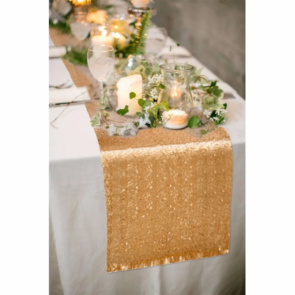 Buy OurWarm 5Pcs 30x275cm Sequin Table Runner Gold