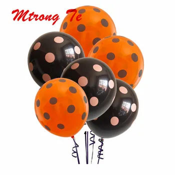 

50/100pcs 12Inch Orange Black Polka Dot Halloween Decoration Latex Balloon Party Supplies Inflatable Helium Air Balls Globos