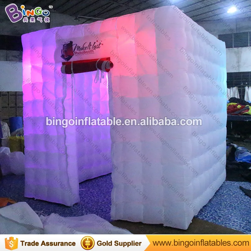  Free express 2.4X2.4X2.4m LED lighting inflatable photo booth for advertising customized promotiona