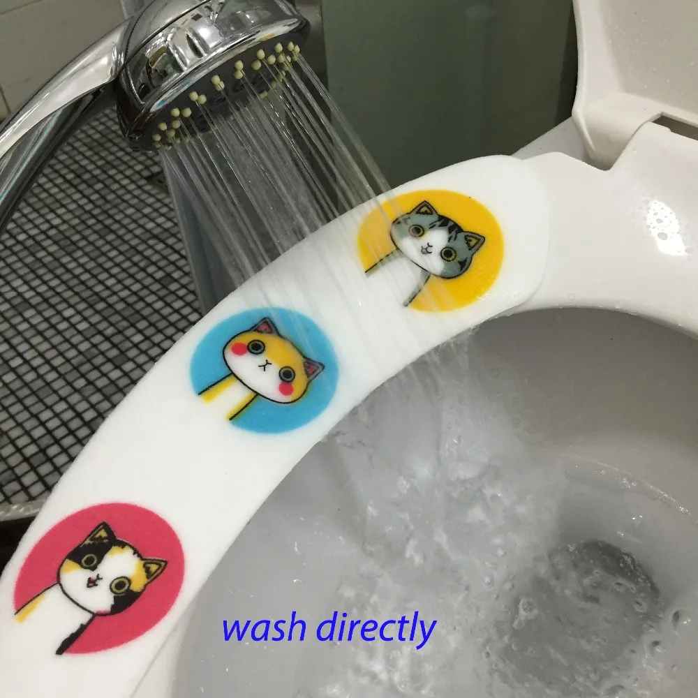 Reusable Washable Warm Toilet Seat Cover Mat Self Adhesive Toilet