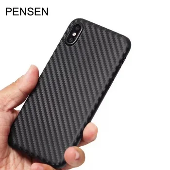

PENSEN Luxury Ultra Thin CasBack Cover For iphone X Case pp Soft Carbon Fibre Phone Cases For iphone 6 6s 7 8 Plus Case