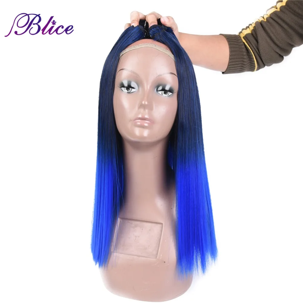 Blice синтетические волосы для плетения 18 дюймов Mix # 1B/Blue Yaki прямые двойные длинные