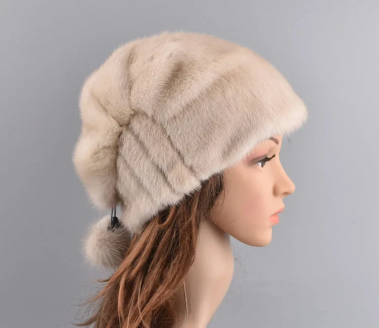 Новая натуральная полностью из норки меховая шапка с натуральным мехом шапки женские зимние шапки хорошего качества рождественские