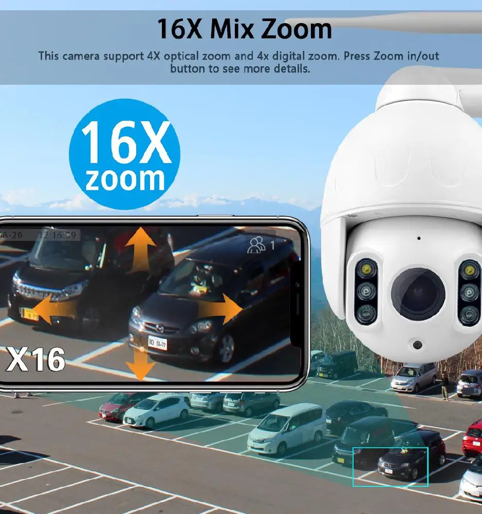 BEESCLOVER Wanscam K64A 1080P PTZ 16X Zoom FHD распознавание лица автоматическое отслеживание WiFi Беспроводная двухсторонняя аудио ip-камера r60