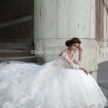 

Robe De Mariage Lace Wedding Dress Three Quarter Sleeves Sexy Backless Plus Size Bridal Dresses Casamento 2019 Vestido De Novia