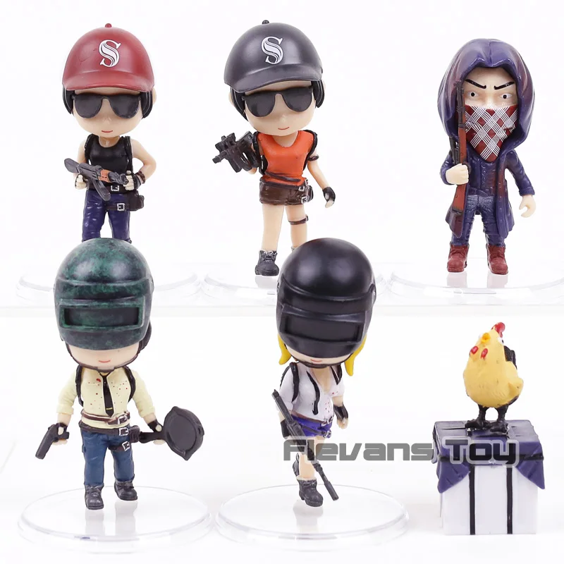  PUBG Playerunknown's BattleGrounds Q Version Mini PVC Action Figures Toys Car Decoration Dolls 6pcs