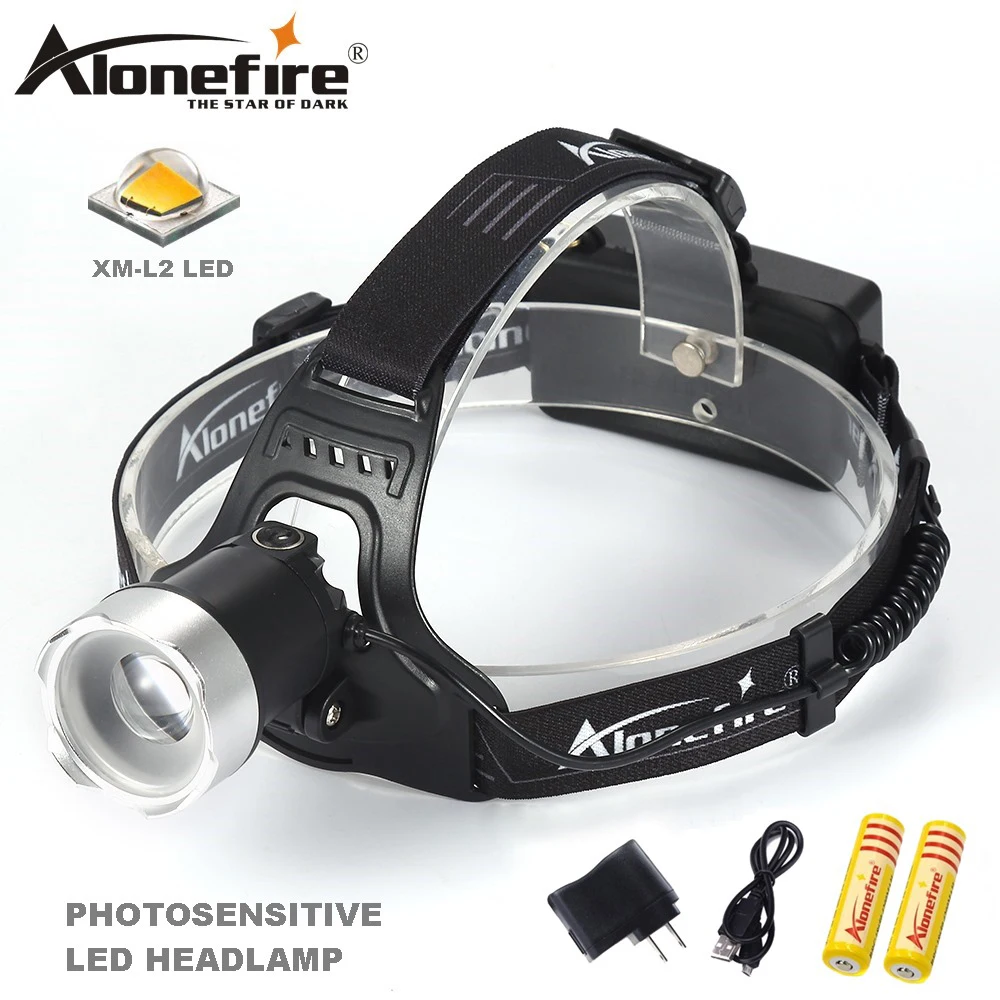 

AloneFire HP34 zoom Sensor led headlight CREE XML L2 Induction headlamp waterproof flashlight light USB rechargeable head lamp